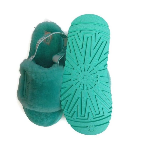 UGG Size 7 Disco Slide Sheepskin Platform Slippers Tide Pool Blue Green 1112258 - Picture 7 of 8